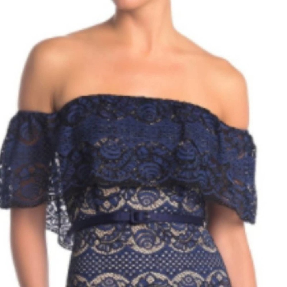 A. Calin Off Shoulder Flutter Lace Midi Dress - Picture 3 of 7